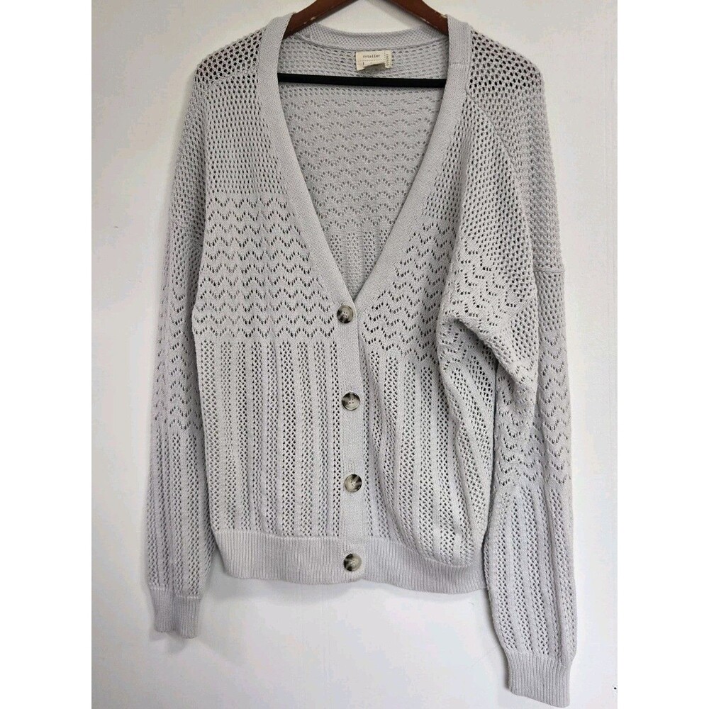 Nicole Miller Artelier Cardigan Womens XL Sweater Crochet Open Knit Boho Beach